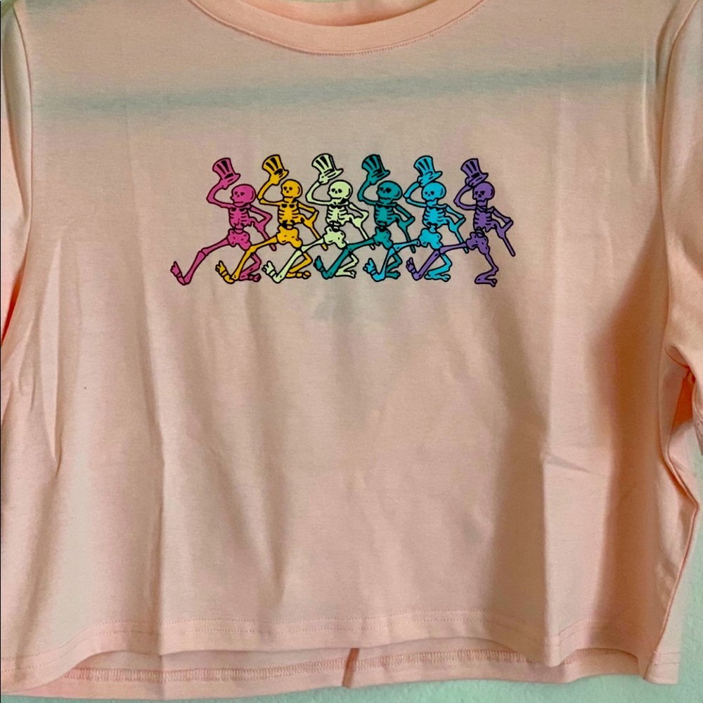Pink Skeleton Crop Top